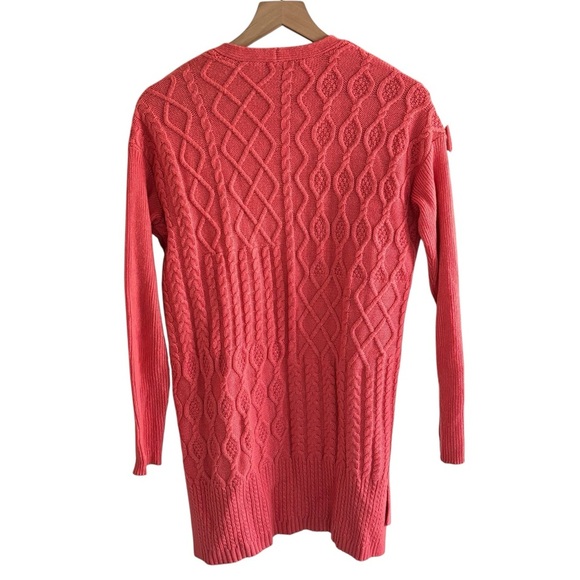 Chico’s Open Front Cable Knit Cardigan Sweater Size S Cashmere Wool Blend Cozy - Picture 7 of 16